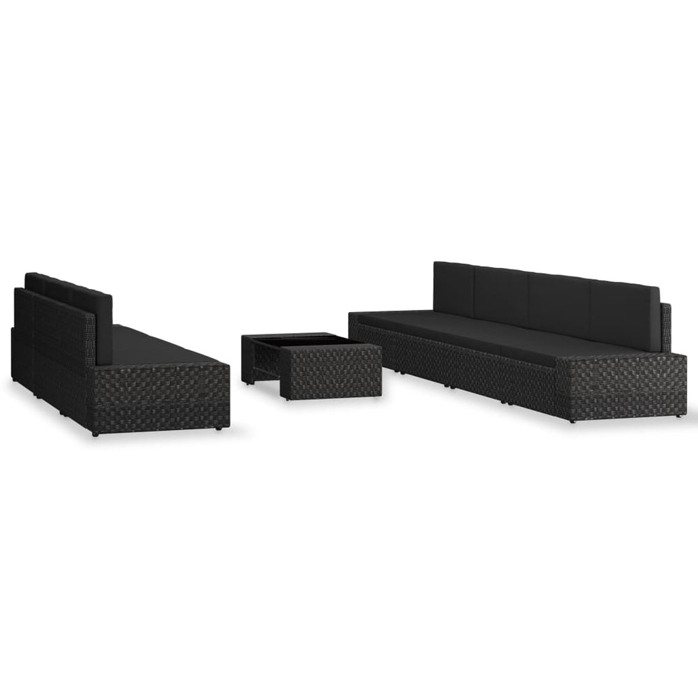 vidaXL Ensemble de jardin lounge 8 pcs Résine tressée Noir