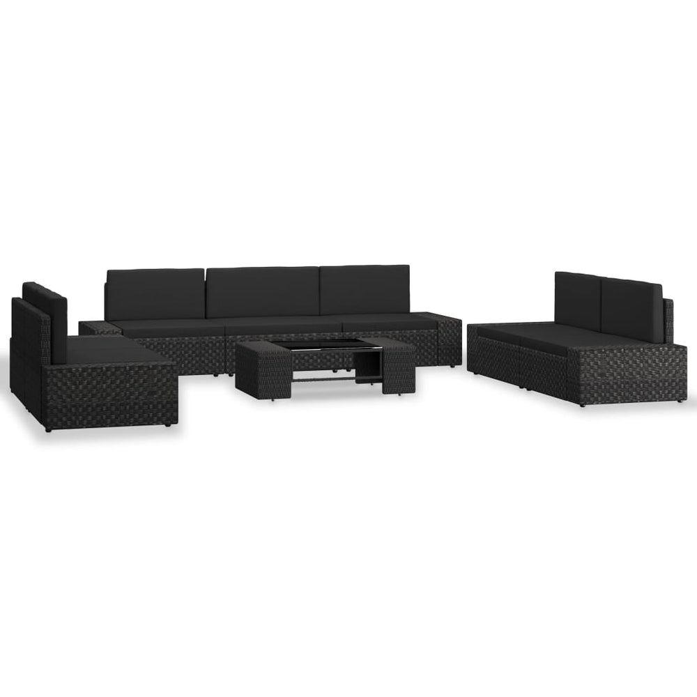 vidaXL Ensemble de jardin lounge 8 pcs Résine tressée Noir