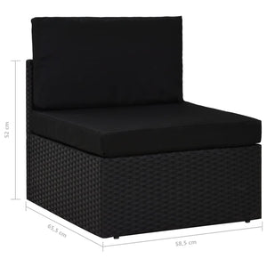 8-tlg. Garten-Lounge-Set Poly Rattan Schwarz