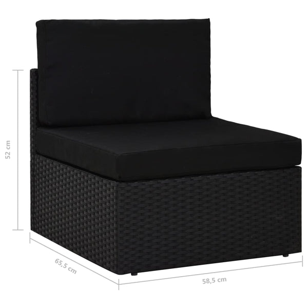 4-tlg. Garten-Lounge-Set Poly Rattan Schwarz