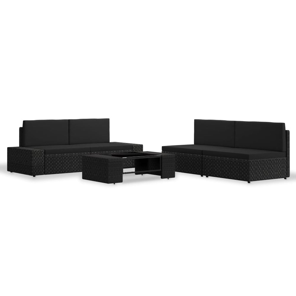 vidaXL Salon de jardin 5 pcs résine tressée Noir