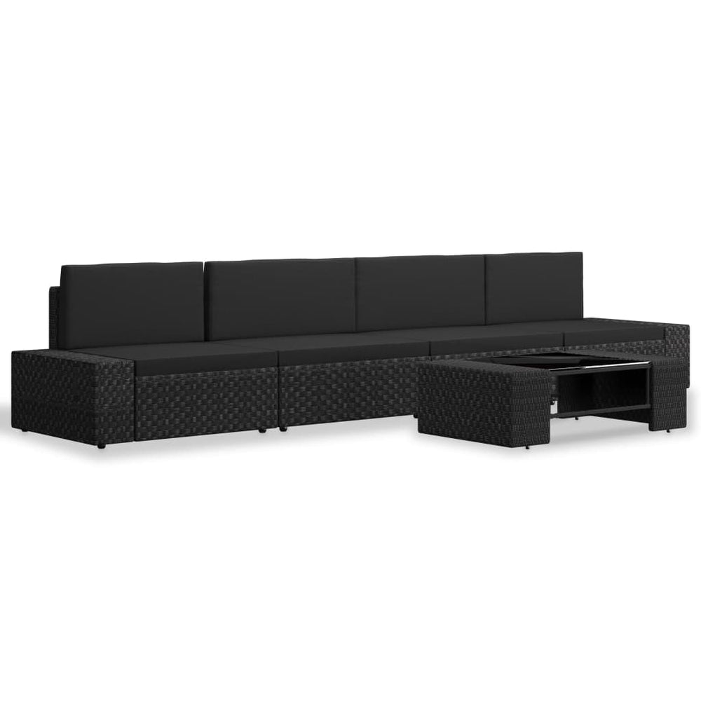 vidaXL Salon de jardin 5 pcs résine tressée Noir