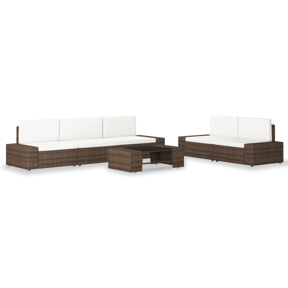 vidaXL Salon de jardin 6 pcs en résine tressée Marron