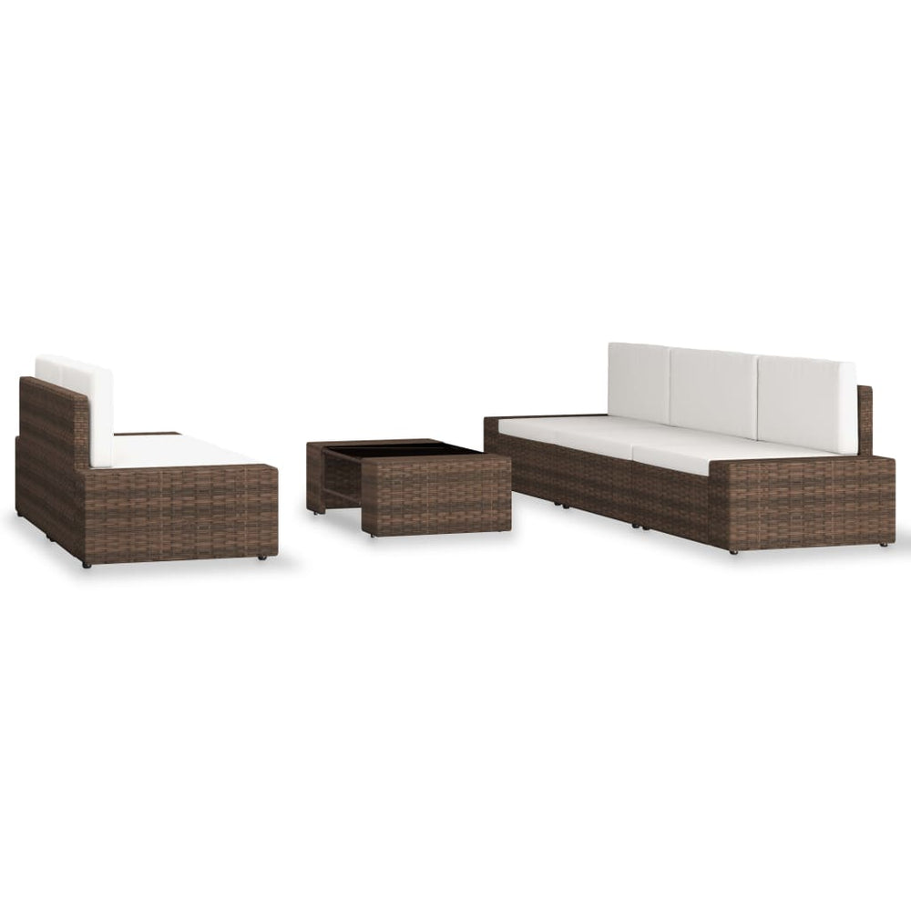 vidaXL Salon de jardin 6 pcs en résine tressée Marron