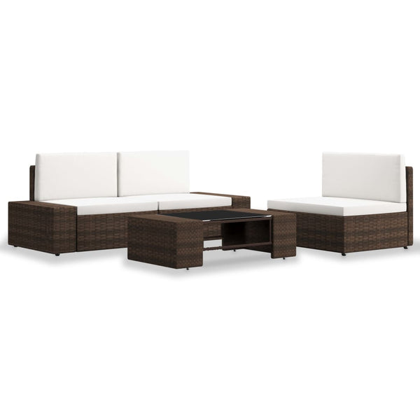 4-tlg. Garten-Lounge-Set Poly Rattan Braun