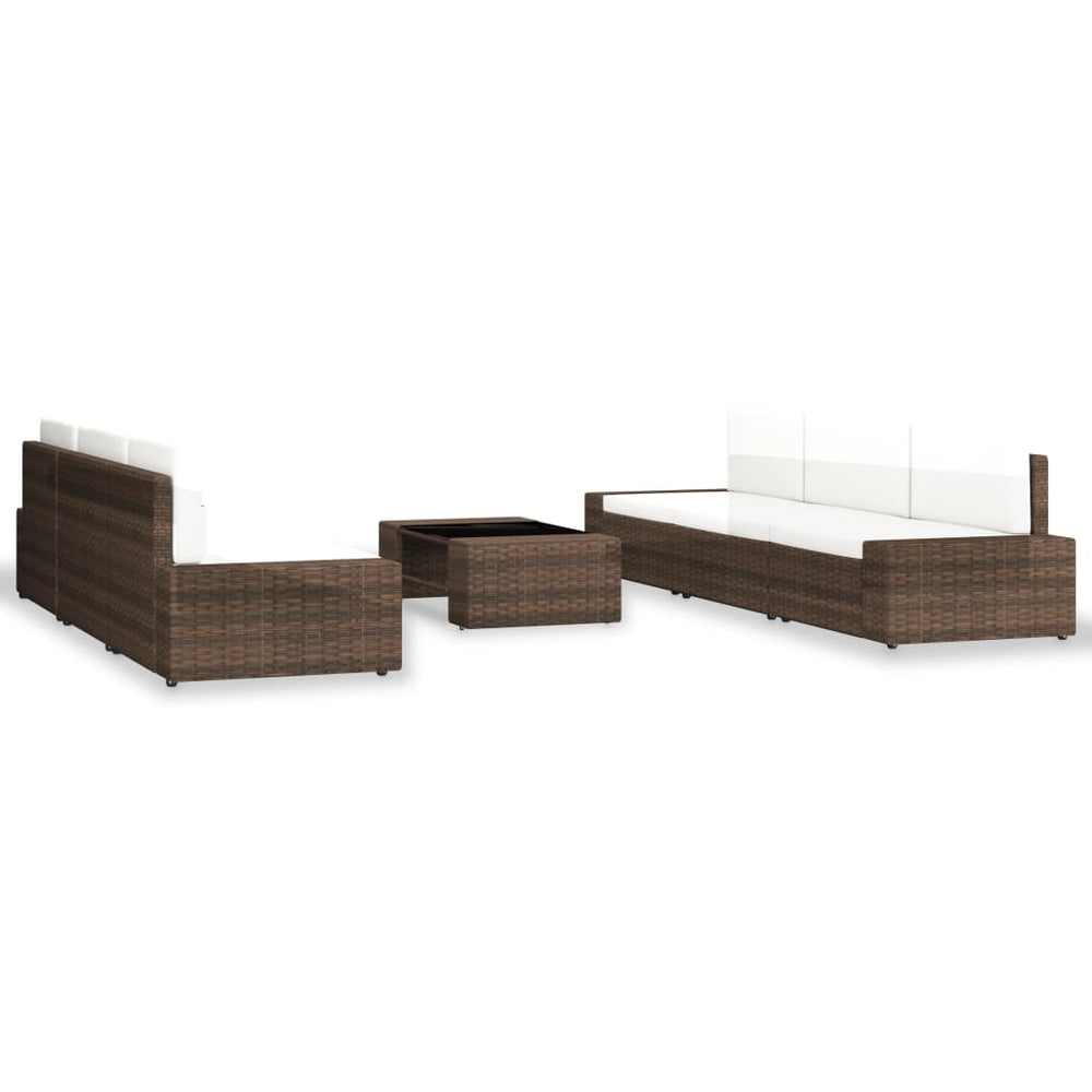 vidaXL Salon de jardin 7 pièces en résine tressée marron