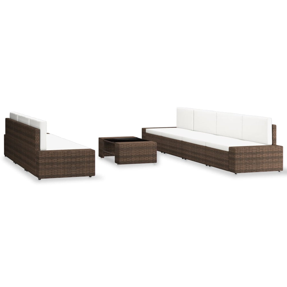 vidaXL Ensemble de jardin 8 pièces en résine tressée marron