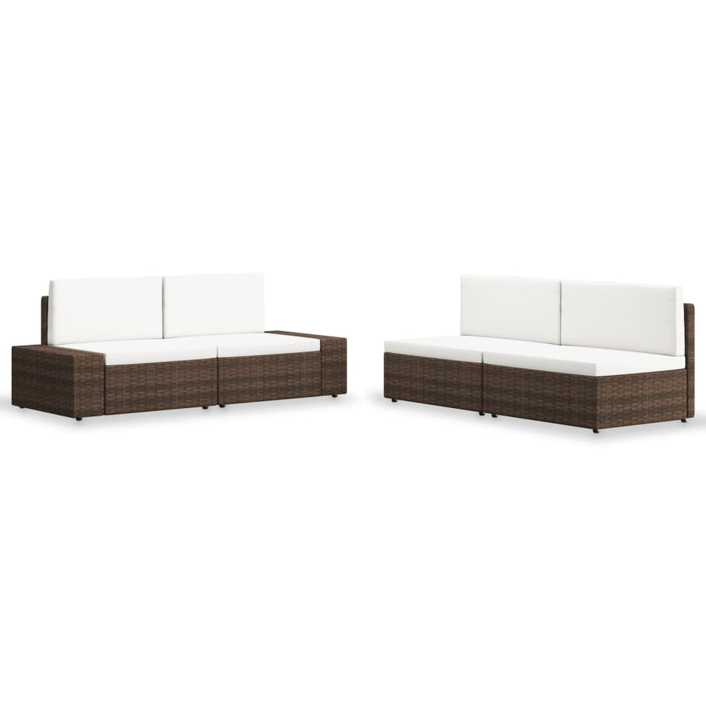 vidaXL Ensemble de meubles de jardin 4 pcs en résine tressée marron