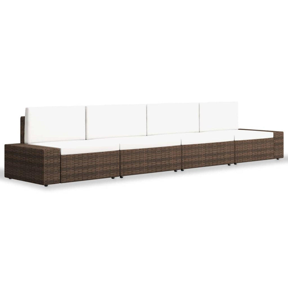 vidaXL Ensemble de meubles de jardin 4 pcs en résine tressée marron