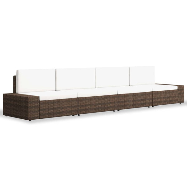4-tlg. Garten-Lounge-Set Poly Rattan Braun