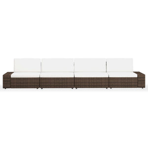 4-tlg. Garten-Lounge-Set Poly Rattan Braun