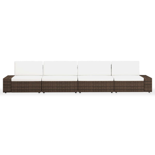 4-tlg. Garten-Lounge-Set Poly Rattan Braun