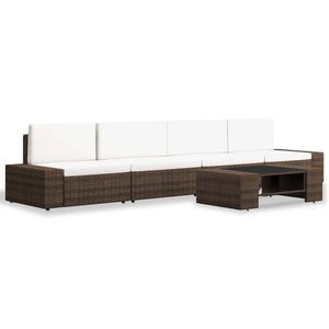 5-tlg. Garten-Lounge-Set Poly Rattan Braun