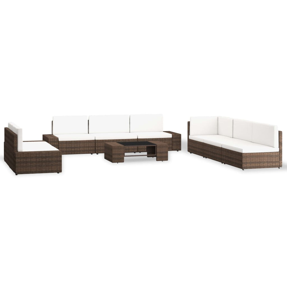 vidaXL Salon de jardin 9 pcs en résine tressée marron