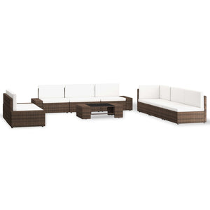 9-tlg. Garten-Lounge-Set Poly Rattan Braun