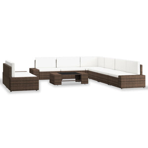9-tlg. Garten-Lounge-Set Poly Rattan Braun