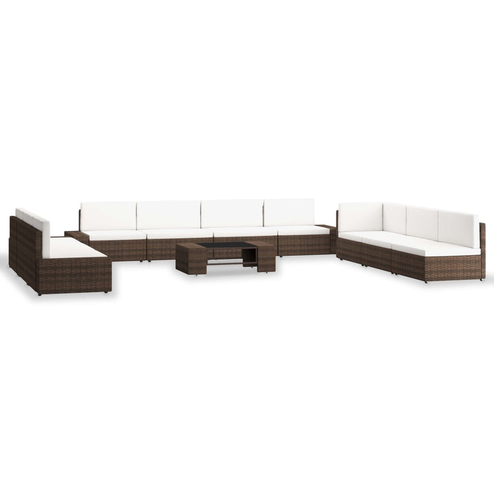 10-tlg. Garten-Lounge-Set Poly Rattan Braun