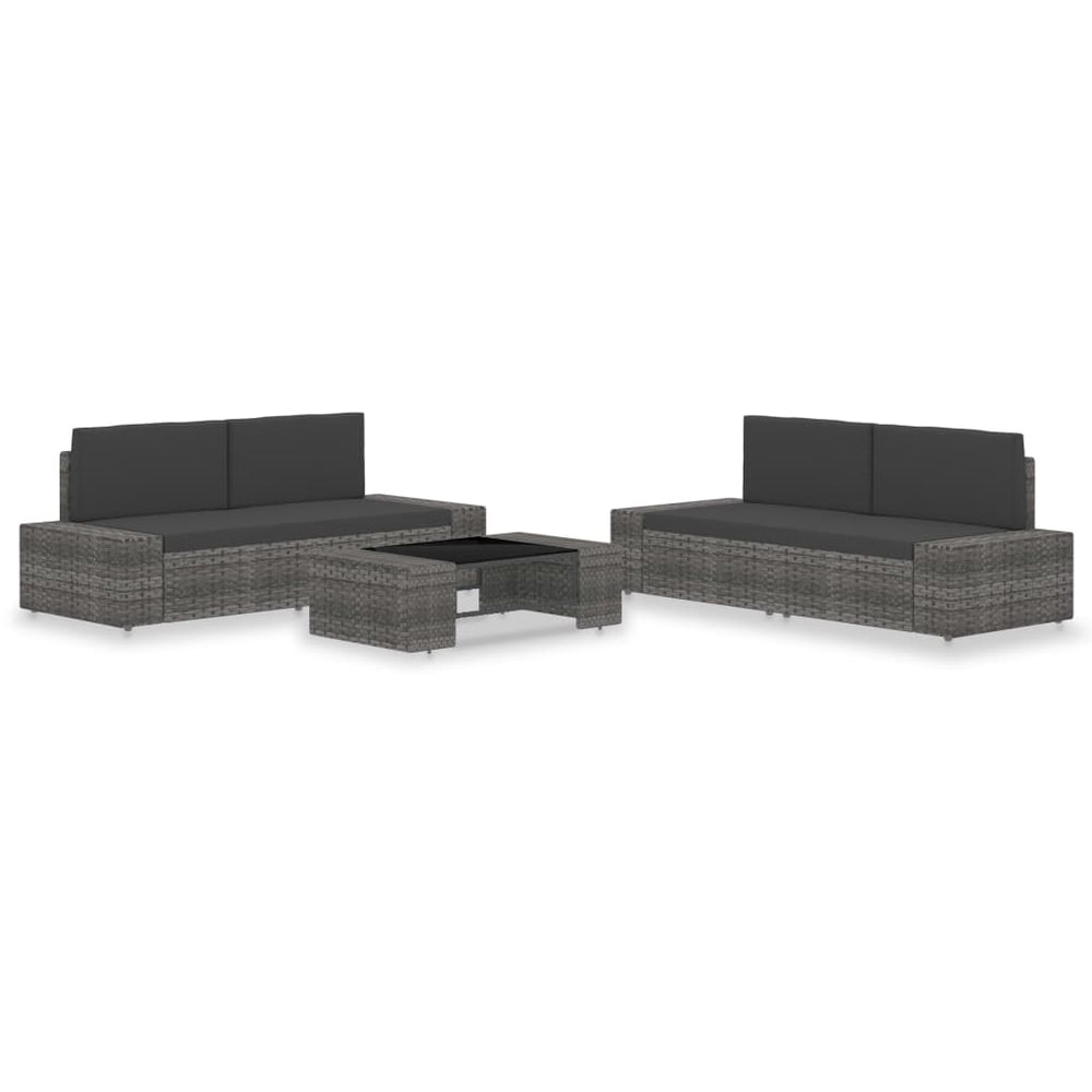 vidaXL Ensemble de mobilier de jardin 5 pcs Résine tressée Gris