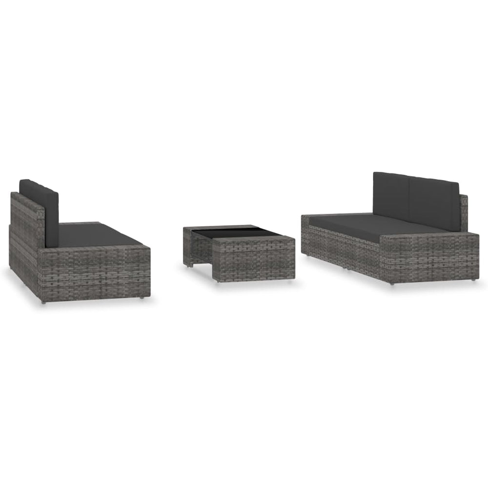 vidaXL Ensemble de mobilier de jardin 5 pcs Résine tressée Gris