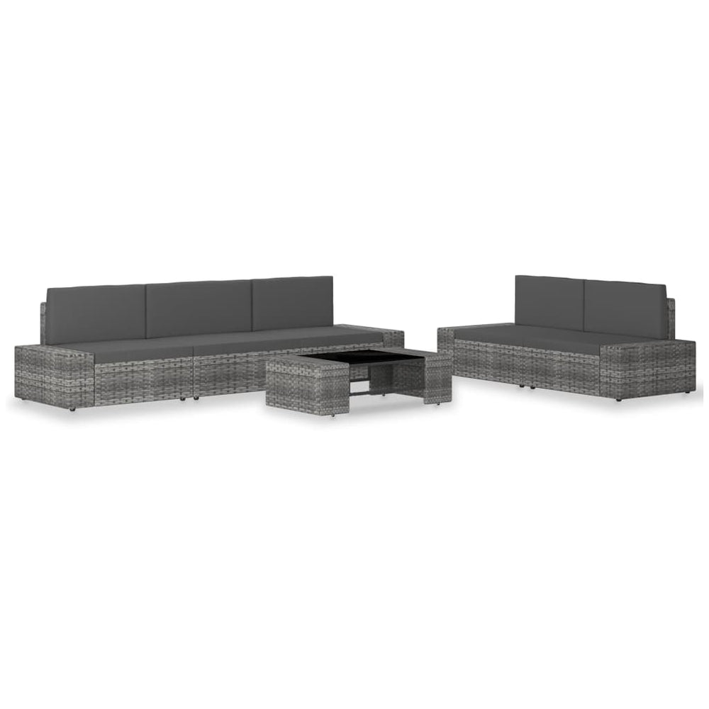 vidaXL Ensemble de jardin 6 pcs en résine tressée gris