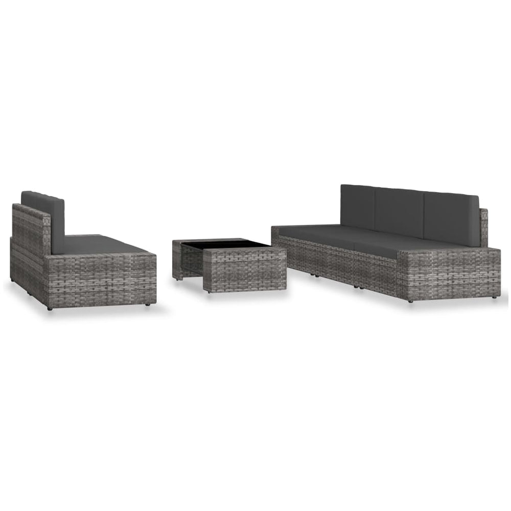 vidaXL Ensemble de jardin 6 pcs en résine tressée gris