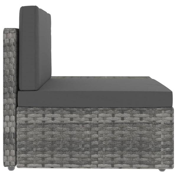 6-tlg. Garten-Lounge-Set Poly Rattan Grau