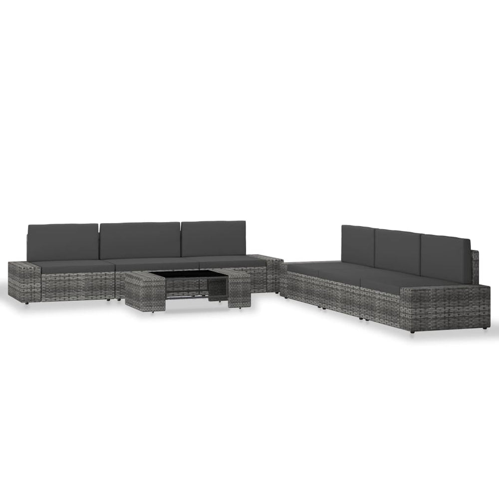 vidaXL Salon de jardin 7 pcs en résine tressée Gris