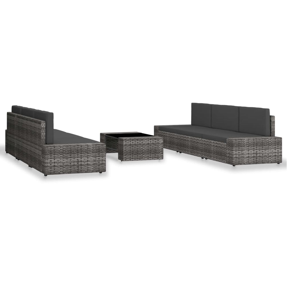 vidaXL Salon de jardin 7 pcs en résine tressée Gris