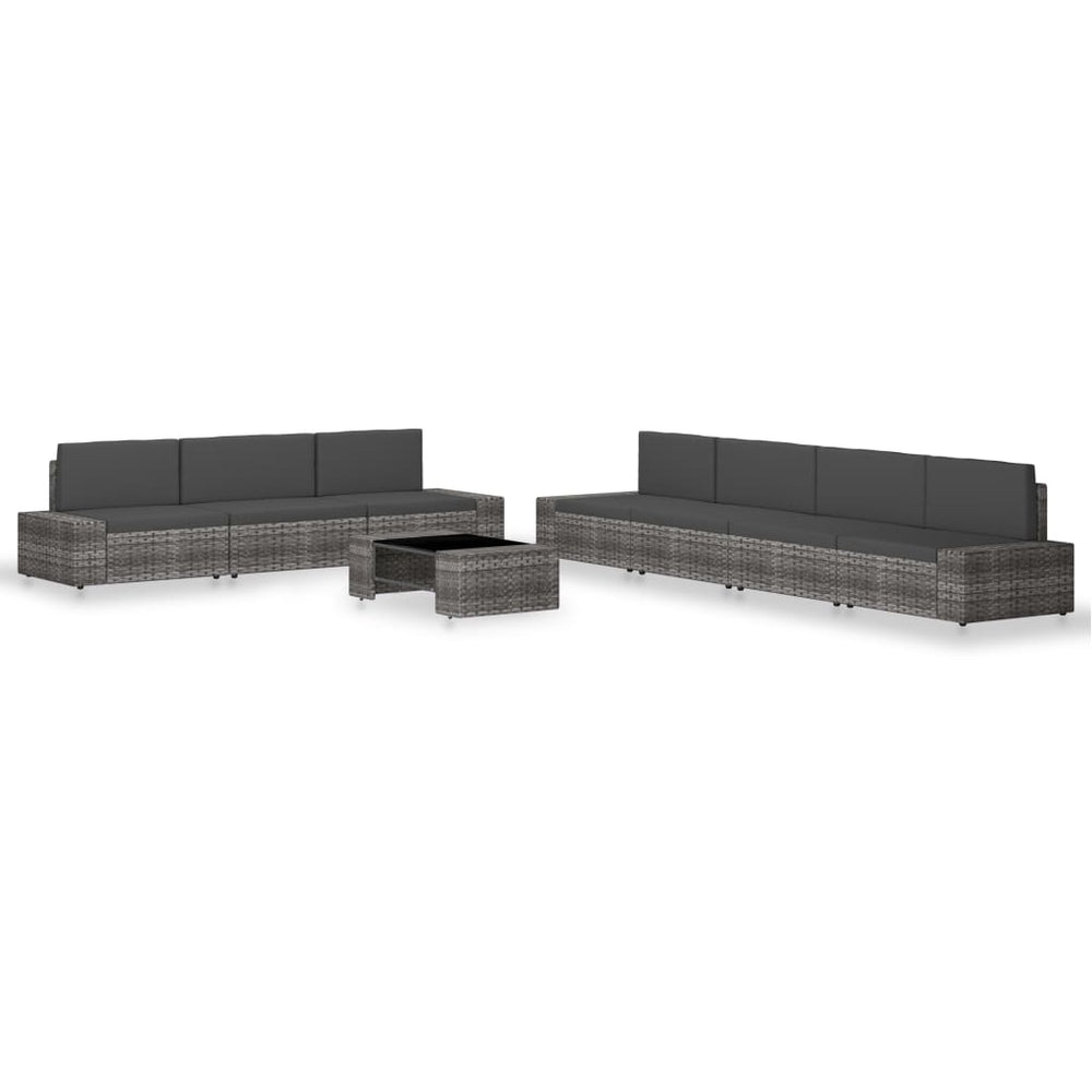 vidaXL Salon de jardin 8 pcs en résine tressée gris