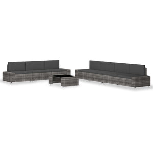 8-tlg. Garten-Lounge-Set Poly Rattan Grau