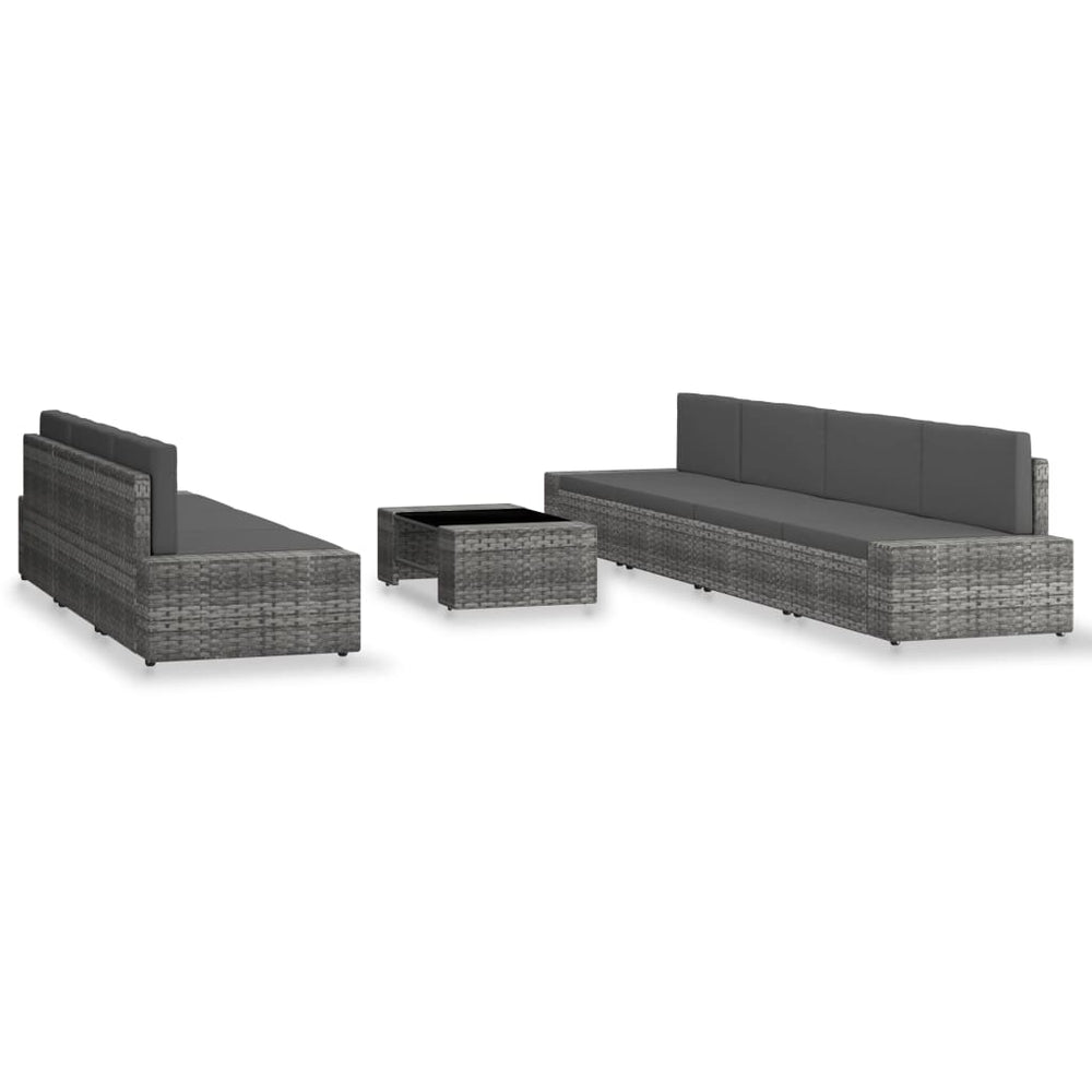 vidaXL Salon de jardin 8 pcs en résine tressée gris