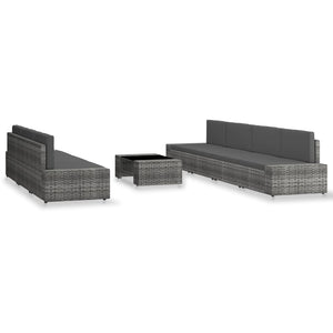 8-tlg. Garten-Lounge-Set Poly Rattan Grau