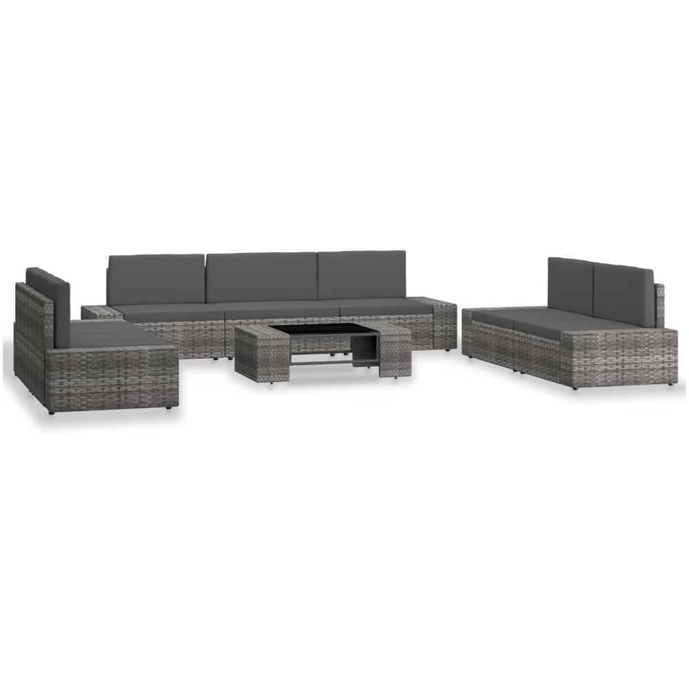 vidaXL Salon de jardin 8 pcs en résine tressée gris