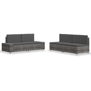 4-tlg. Garten-Lounge-Set Poly Rattan Grau