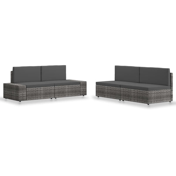 4-tlg. Garten-Lounge-Set Poly Rattan Grau