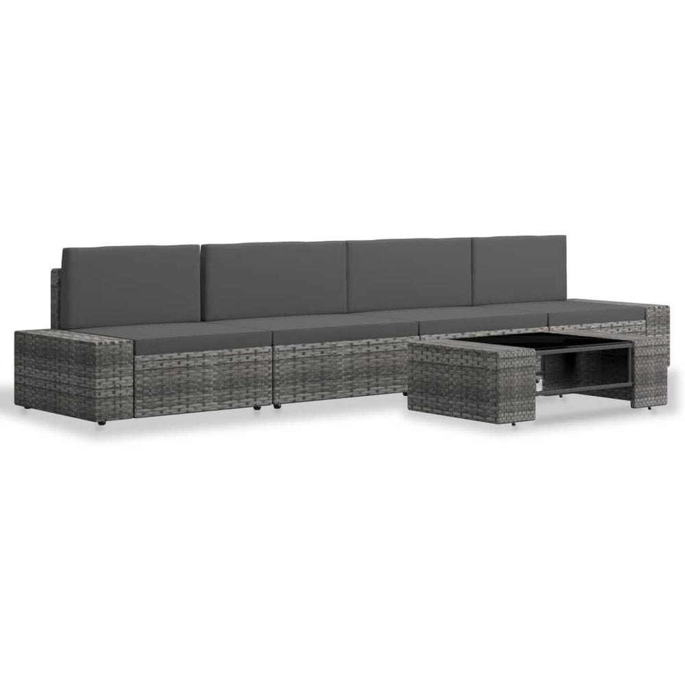 vidaXL Ensemble de mobilier de jardin 5 pcs Résine tressée Gris