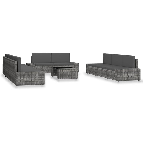 vidaXL Salon de jardin 10 pcs en résine tressée Gris