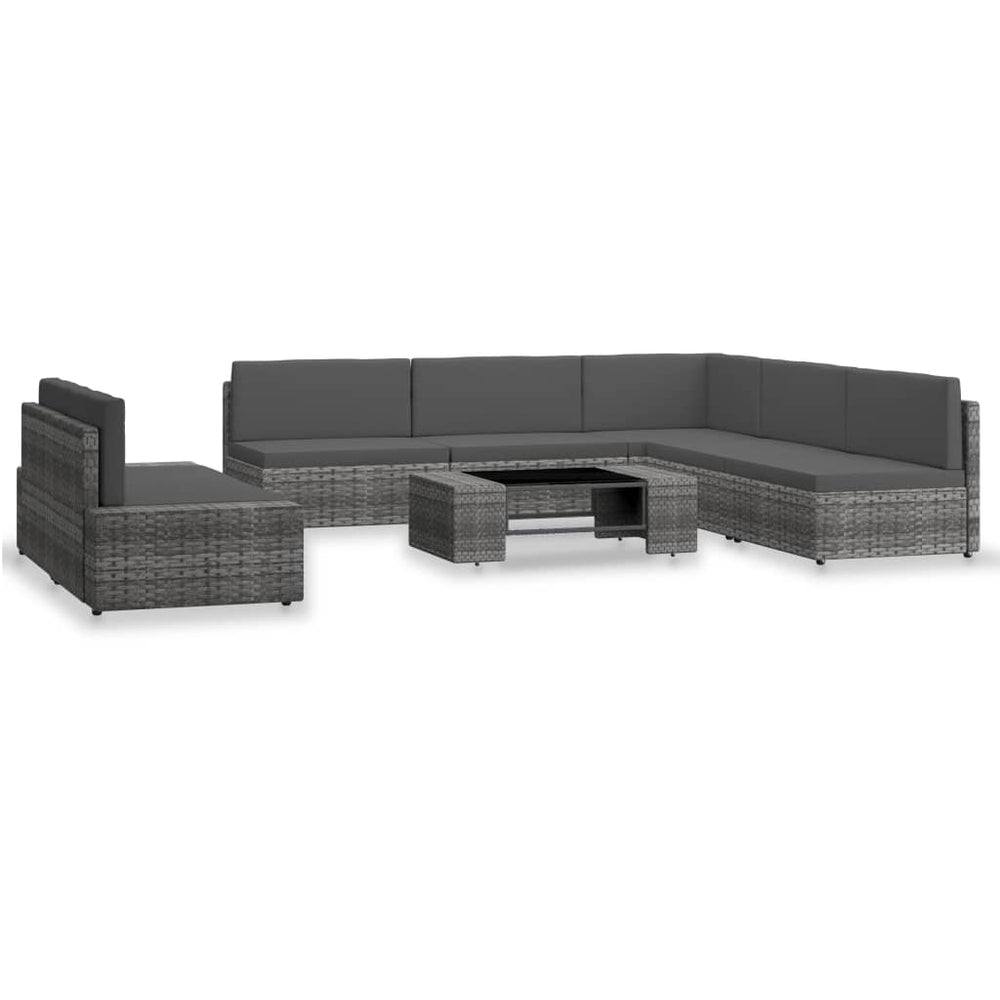 vidaXL Salon de jardin 7 pcs en résine tressée Gris