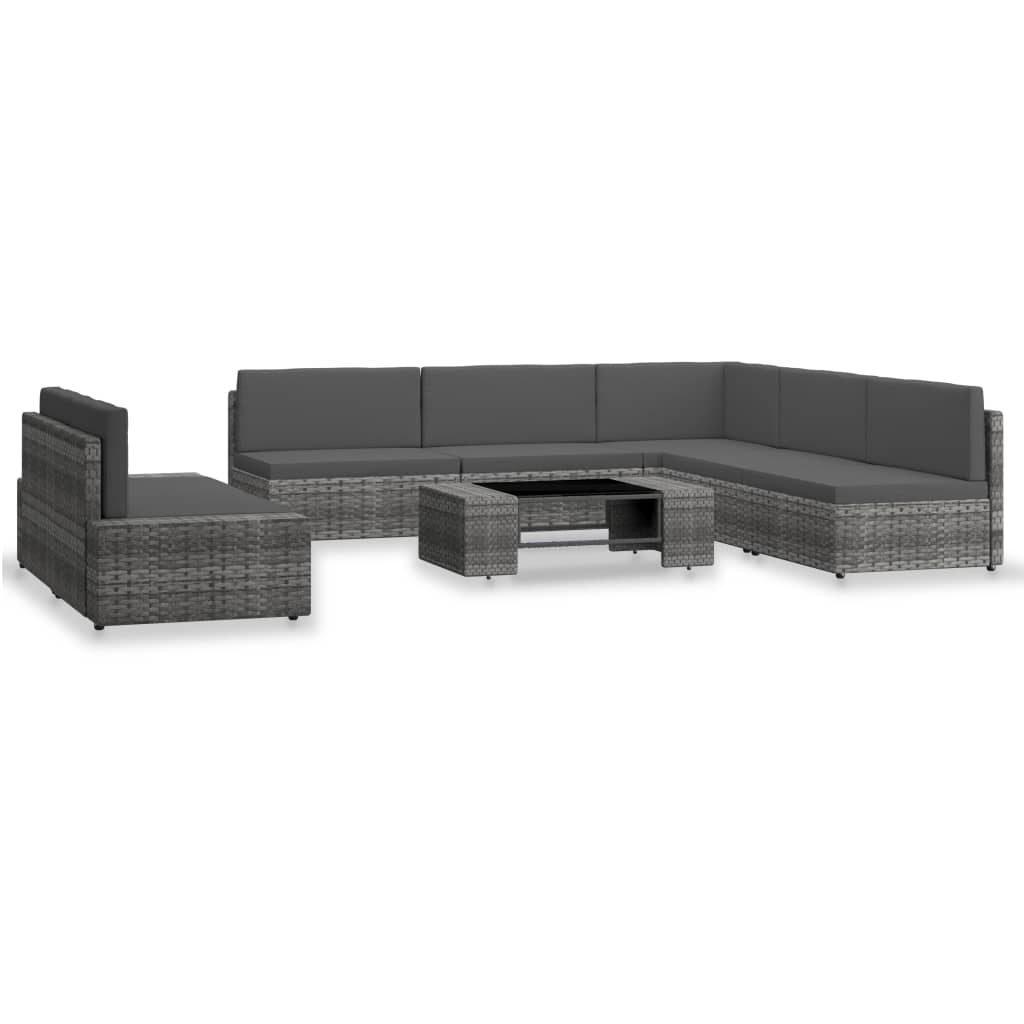 7-tlg. Garten-Lounge-Set Poly Rattan Grau