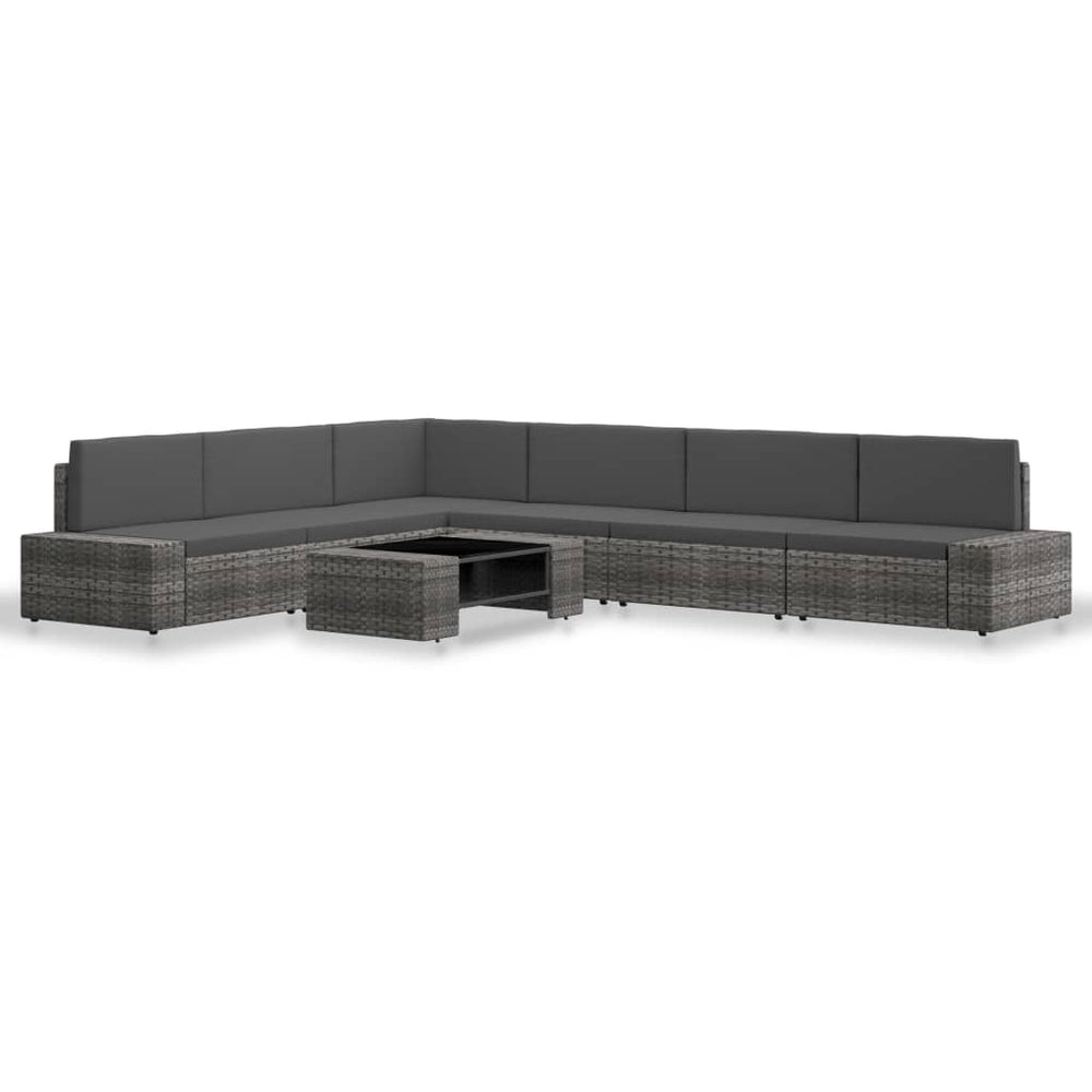 vidaXL Salon de jardin 7 pcs en résine tressée Gris