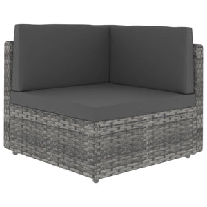 7-tlg. Garten-Lounge-Set Poly Rattan Grau