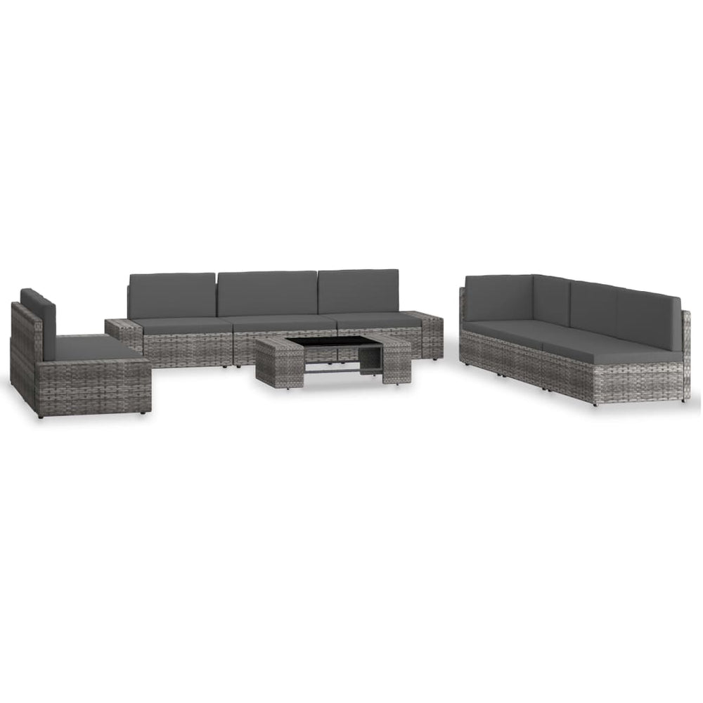 vidaXL Salon de jardin 9 pcs Résine tressée Gris