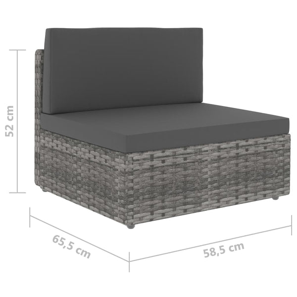 9-tlg. Garten-Lounge-Set Poly Rattan Grau