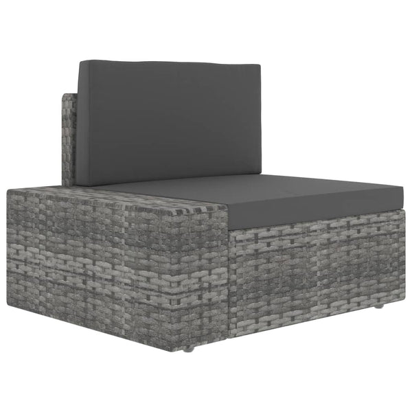 9-tlg. Garten-Lounge-Set Poly Rattan Grau