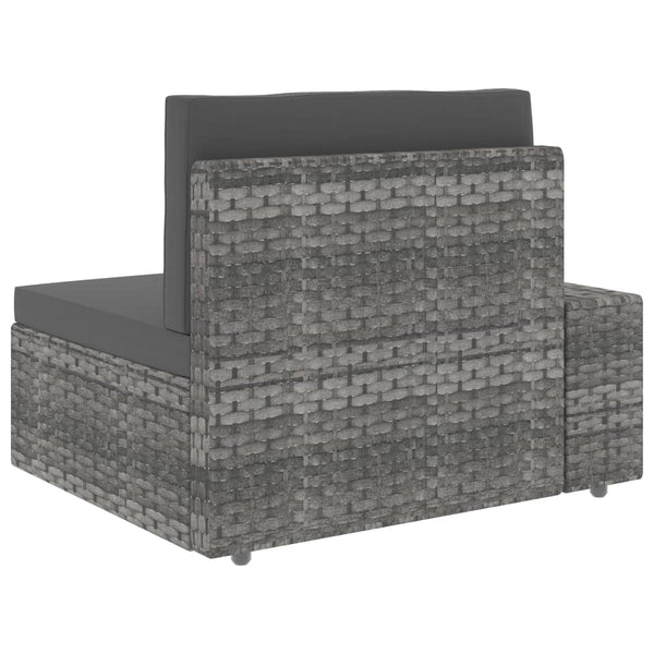 9-tlg. Garten-Lounge-Set Poly Rattan Grau