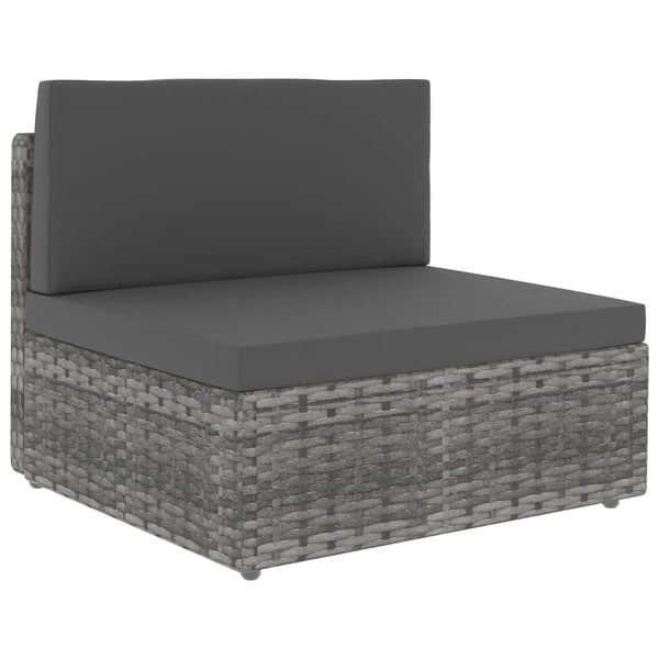 9-tlg. Garten-Lounge-Set Poly Rattan Grau