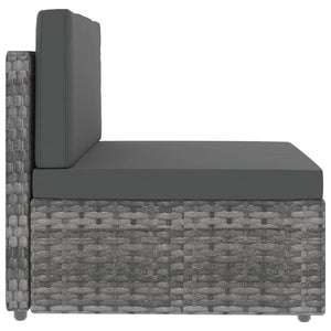 9-tlg. Garten-Lounge-Set Poly Rattan Grau