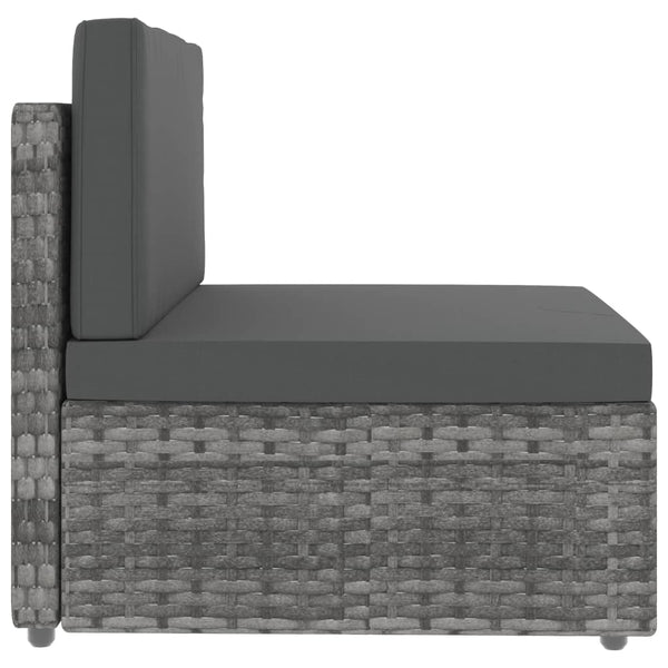 9-tlg. Garten-Lounge-Set Poly Rattan Grau