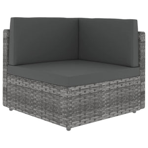 10-tlg. Garten-Lounge-Set Poly Rattan Grau