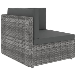 10-tlg. Garten-Lounge-Set Poly Rattan Grau